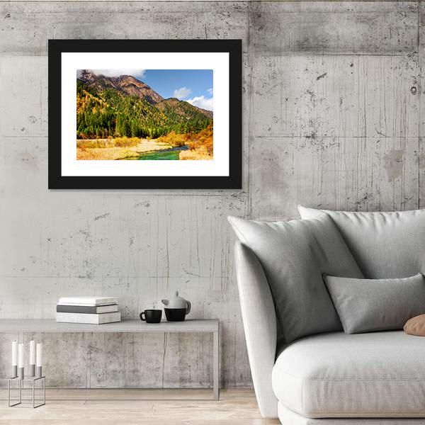 Rize Valley In Jiuzhaigou China Canvas Wall Art-3 Horizontal-Gallery Wrap-25" x 16"-Tiaracle