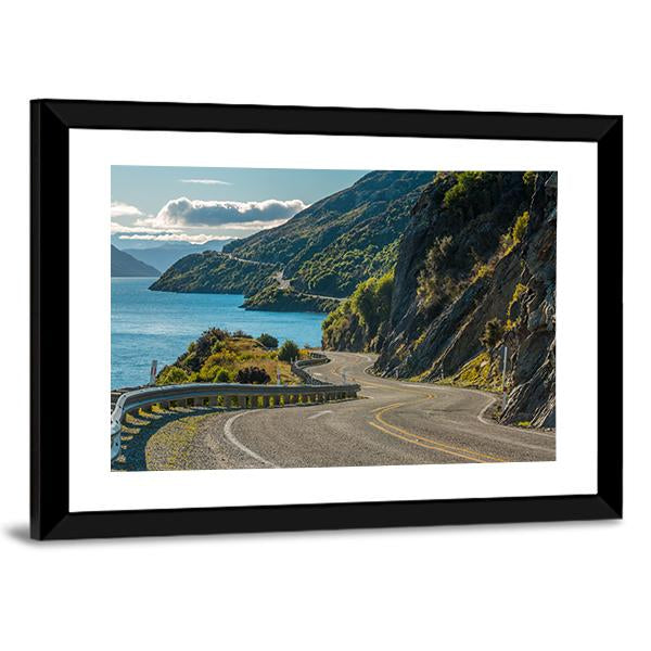 Road Along Lake Wakatipu In Queenstown Canvas Wall Art-5 Horizontal-Gallery Wrap-22" x 12"-Tiaracle