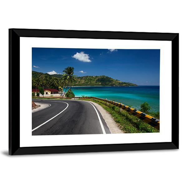 Road Along Tropical Coastline Canvas Wall Art-5 Horizontal-Gallery Wrap-22" x 12"-Tiaracle