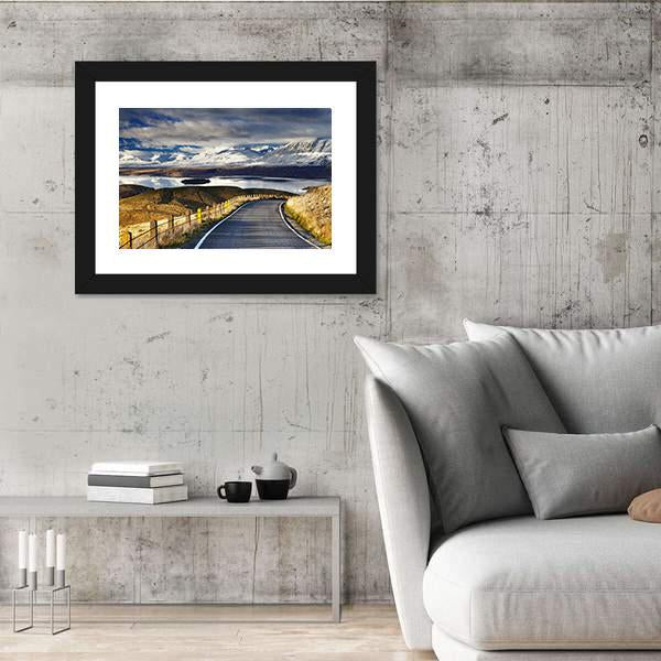 Road And Lake Tekapo Canvas Wall Art-5 Horizontal-Gallery Wrap-22" x 12"-Tiaracle
