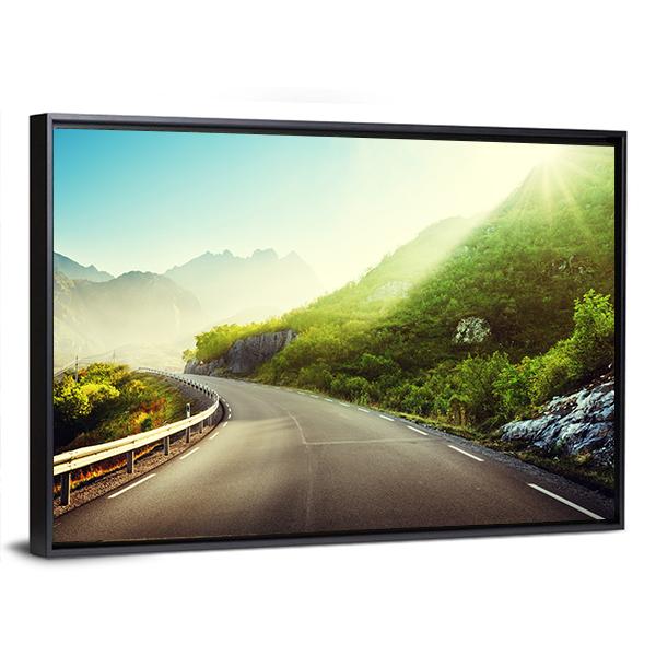 Road And Mist In Lofoten Islands Canvas Wall Art-5 Horizontal-Gallery Wrap-22" x 12"-Tiaracle