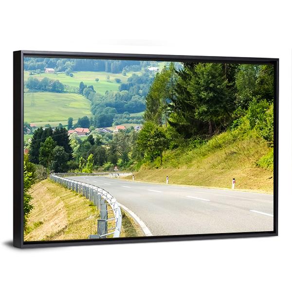 Road Curves In Austrian Mountains Canvas Wall Art-3 Horizontal-Gallery Wrap-25" x 16"-Tiaracle