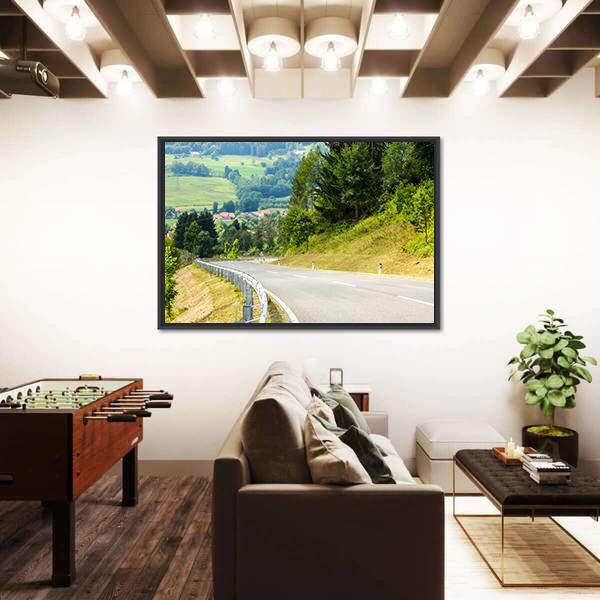 Road Curves In Austrian Mountains Canvas Wall Art-3 Horizontal-Gallery Wrap-25" x 16"-Tiaracle
