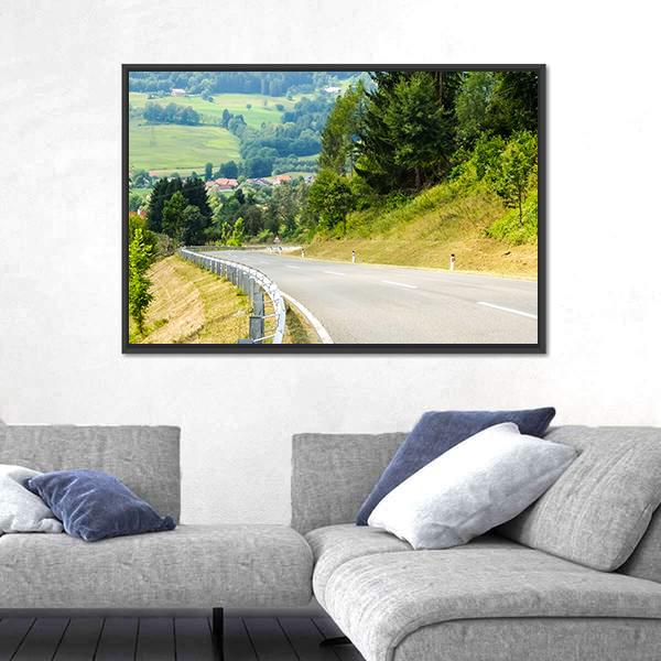 Road Curves In Austrian Mountains Canvas Wall Art-3 Horizontal-Gallery Wrap-25" x 16"-Tiaracle