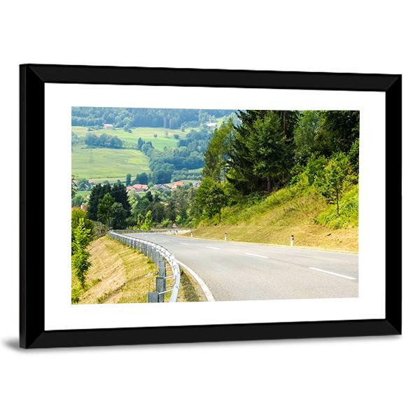 Road Curves In Austrian Mountains Canvas Wall Art-3 Horizontal-Gallery Wrap-25" x 16"-Tiaracle