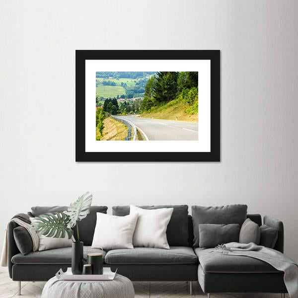 Road Curves In Austrian Mountains Canvas Wall Art-3 Horizontal-Gallery Wrap-25" x 16"-Tiaracle