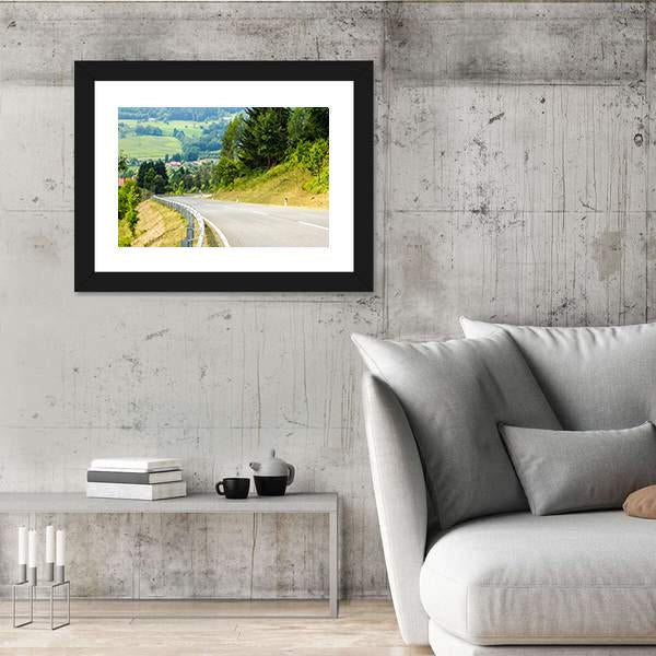Road Curves In Austrian Mountains Canvas Wall Art-3 Horizontal-Gallery Wrap-25" x 16"-Tiaracle