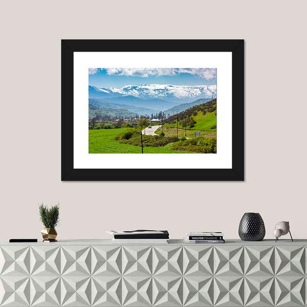 Road In A Mountain Village Canvas Wall Art-1 Piece-Framed Print-20" x 16"-Tiaracle