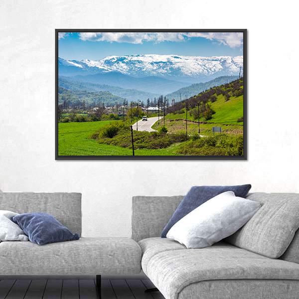 Road In A Mountain Village Canvas Wall Art-3 Horizontal-Gallery Wrap-25" x 16"-Tiaracle
