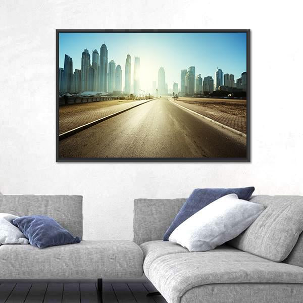 Road In Dubai Canvas Wall Art-3 Horizontal-Gallery Wrap-25" x 16"-Tiaracle