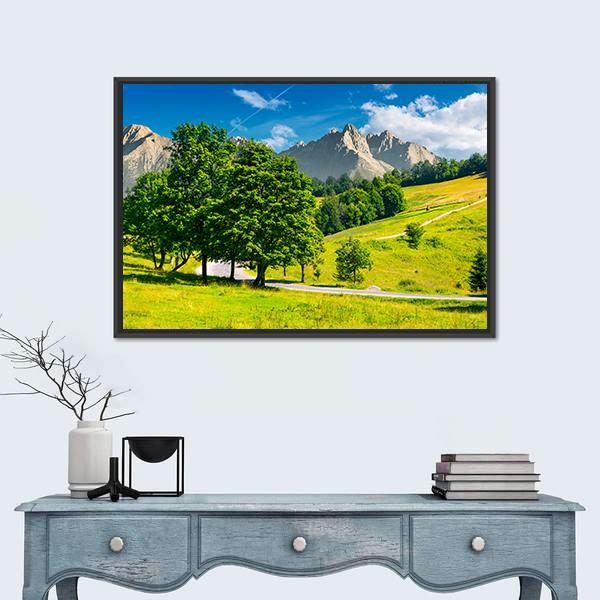 Road In High Tatra Mountains Canvas Wall Art-1 Piece-Floating Frame-24" x 16"-Tiaracle
