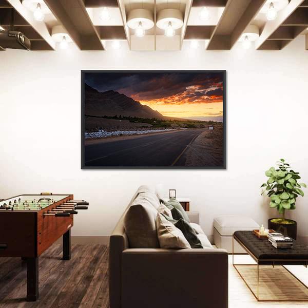 Road In Ladakh At Sunset Canvas Wall Art-3 Horizontal-Gallery Wrap-25" x 16"-Tiaracle