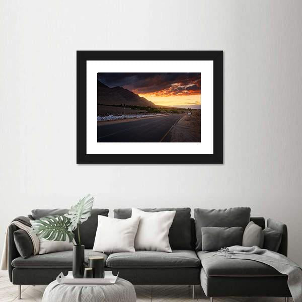 Road In Ladakh At Sunset Canvas Wall Art-3 Horizontal-Gallery Wrap-25" x 16"-Tiaracle