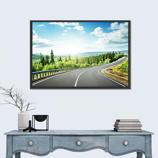 Road In North Mountains Canvas Wall Art-1 Piece-Floating Frame-24" x 16"-Tiaracle