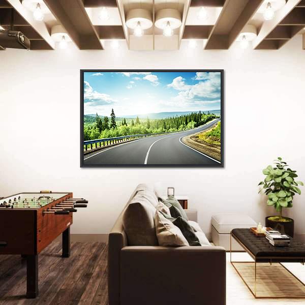 Road In North Mountains Canvas Wall Art-1 Piece-Floating Frame-36" x 24"-Tiaracle