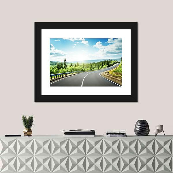 Road In North Mountains Canvas Wall Art-1 Piece-Framed Print-20" x 16"-Tiaracle