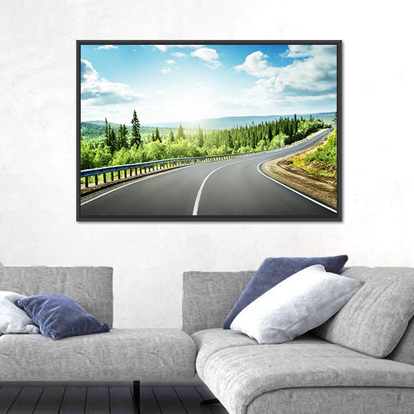 Road In North Mountains Canvas Wall Art-3 Horizontal-Gallery Wrap-25" x 16"-Tiaracle