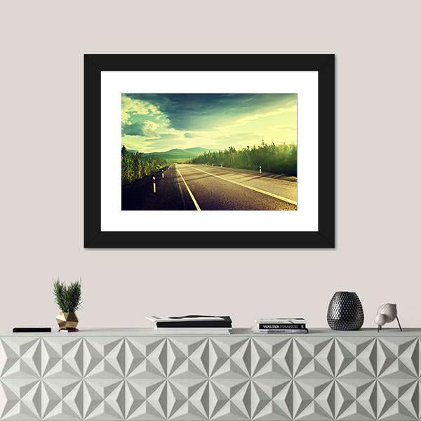 Road In Russian Mountains Canvas Wall Art-1 Piece-Framed Print-20" x 16"-Tiaracle