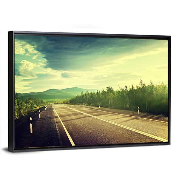 Road In Russian Mountains Canvas Wall Art-3 Horizontal-Gallery Wrap-25" x 16"-Tiaracle