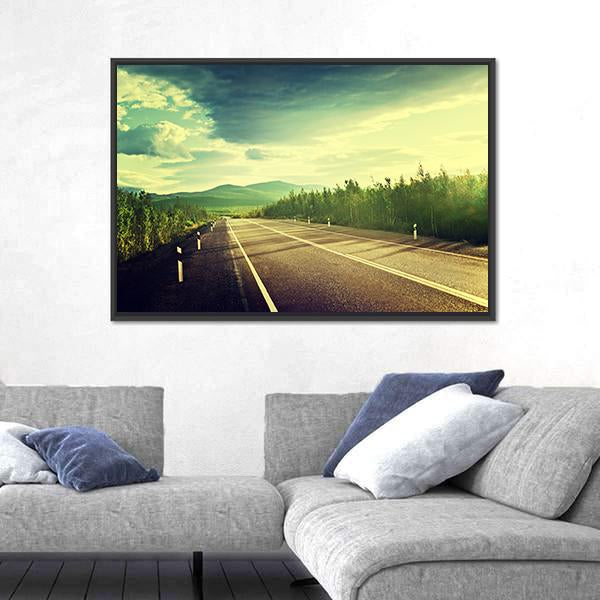 Road In Russian Mountains Canvas Wall Art-3 Horizontal-Gallery Wrap-25" x 16"-Tiaracle