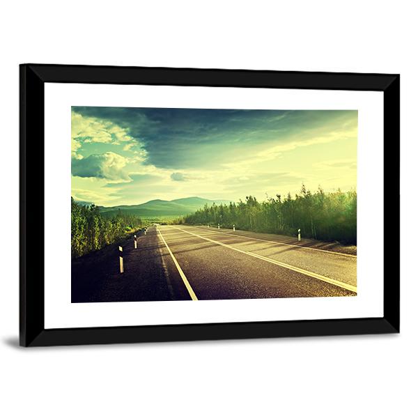 Road In Russian Mountains Canvas Wall Art-3 Horizontal-Gallery Wrap-25" x 16"-Tiaracle