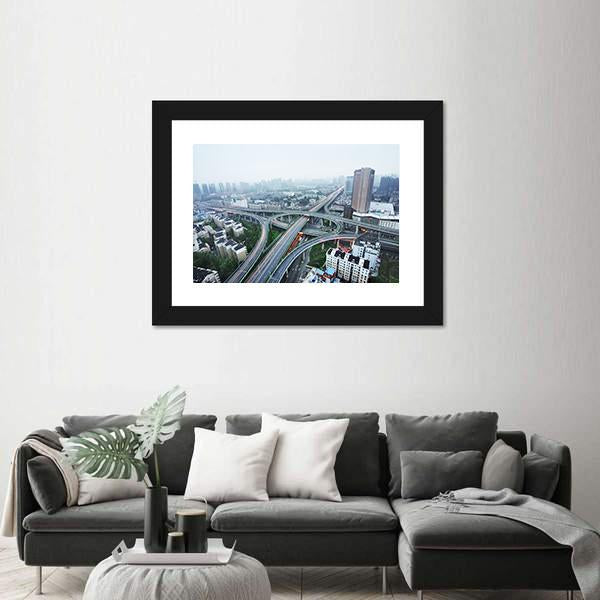 Road Junction At Hangzhou Canvas Wall Art-5 Horizontal-Gallery Wrap-22" x 12"-Tiaracle