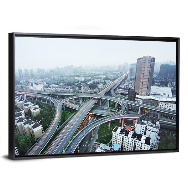 Road Junction At Hangzhou Canvas Wall Art-5 Horizontal-Gallery Wrap-22" x 12"-Tiaracle