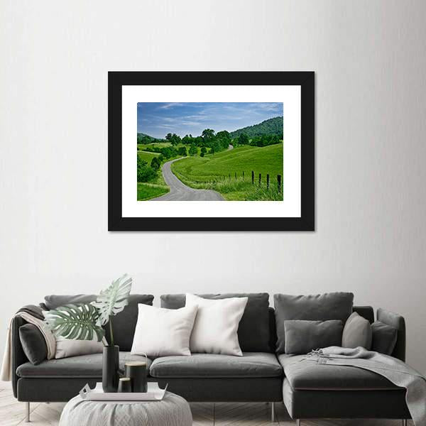 Road Leading To Blue Ridge Mountains Canvas Wall Art-3 Horizontal-Gallery Wrap-25" x 16"-Tiaracle