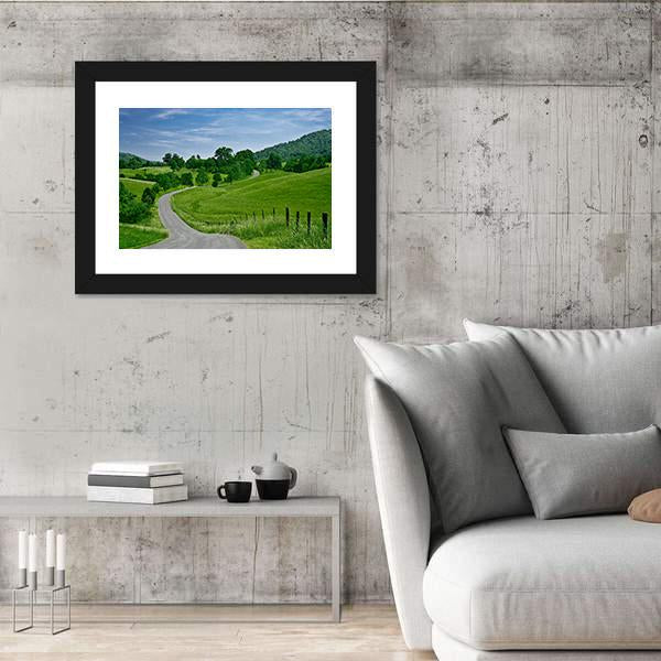 Road Leading To Blue Ridge Mountains Canvas Wall Art-3 Horizontal-Gallery Wrap-25" x 16"-Tiaracle