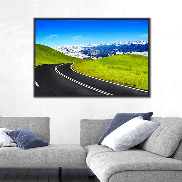Road Leading To Mountain Canvas Wall Art-5 Horizontal-Gallery Wrap-22" x 12"-Tiaracle