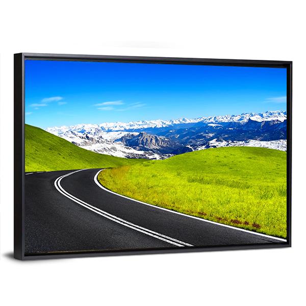 Road Leading To Mountain Canvas Wall Art-5 Horizontal-Gallery Wrap-22" x 12"-Tiaracle