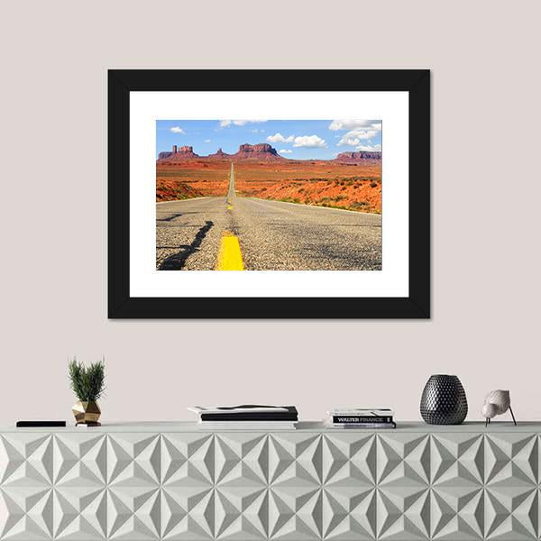 Road Level View Of Utah State Route Canvas Wall Art-1 Piece-Framed Print-20" x 16"-Tiaracle