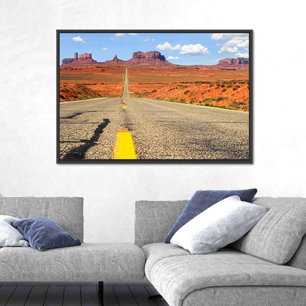 Road Level View Of Utah State Route Canvas Wall Art-3 Horizontal-Gallery Wrap-25" x 16"-Tiaracle