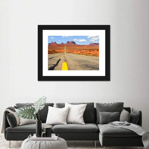Road Level View Of Utah State Route Canvas Wall Art-3 Horizontal-Gallery Wrap-25" x 16"-Tiaracle