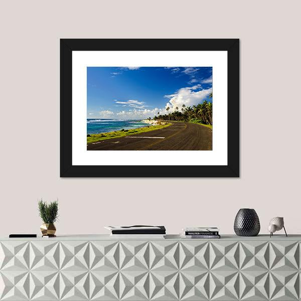 Road On Caribbean Coast In San Andres Colombia Canvas Wall Art-1 Piece-Framed Print-20" x 16"-Tiaracle