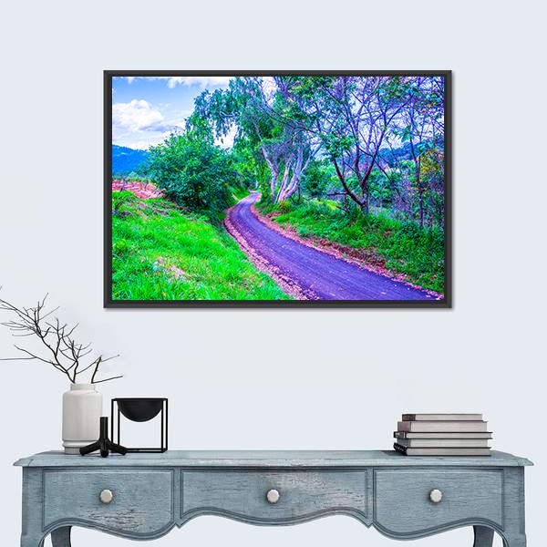 Road On Mountain In Thailand Canvas Wall Art-1 Piece-Floating Frame-36" x 24"-Tiaracle