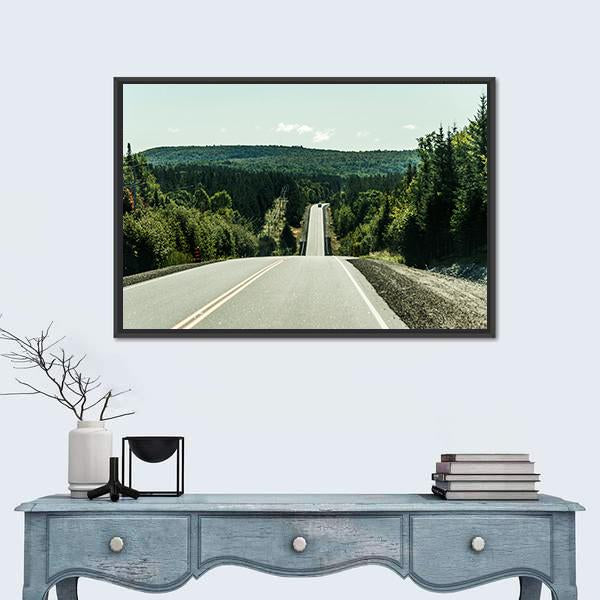 Road Through Algonquin Provincial Park Canvas Wall Art-1 Piece-Floating Frame-24" x 16"-Tiaracle
