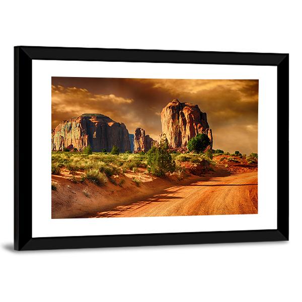 Road Through Monument Valley Arizona Canvas Wall Art-5 Horizontal-Gallery Wrap-22" x 12"-Tiaracle