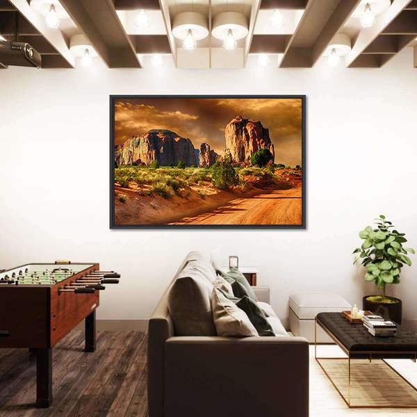 Road Through Monument Valley Canvas Wall Art-5 Horizontal-Gallery Wrap-22" x 12"-Tiaracle