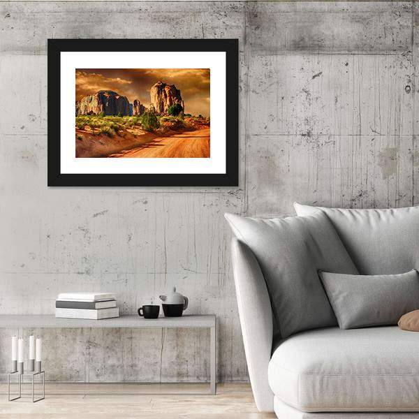 Road Through Monument Valley Canvas Wall Art-5 Horizontal-Gallery Wrap-22" x 12"-Tiaracle