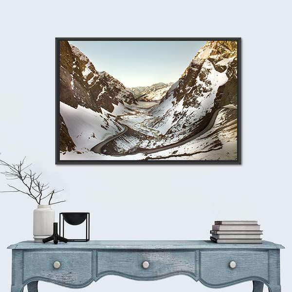 Road To Andina Copper Mine In Chilean Andes Canvas Wall Art-1 Piece-Floating Frame-24" x 16"-Tiaracle