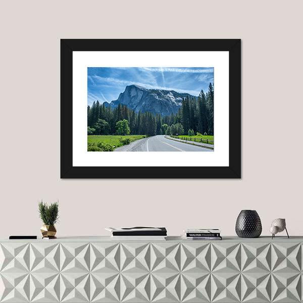 Road To Half Dome In Yosemite Valley Canvas Wall Art-1 Piece-Framed Print-20" x 16"-Tiaracle