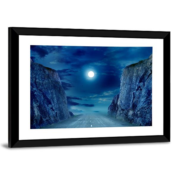 Road To Moon Canvas Wall Art-5 Horizontal-Gallery Wrap-22" x 12"-Tiaracle