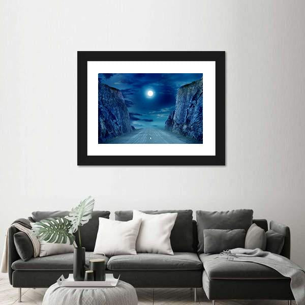 Road To Moon Canvas Wall Art-5 Horizontal-Gallery Wrap-22" x 12"-Tiaracle