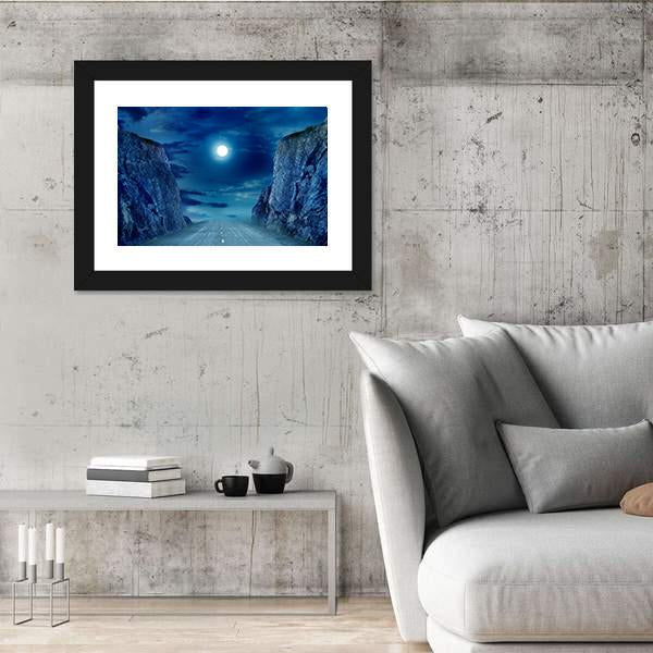 Road To Moon Canvas Wall Art-5 Horizontal-Gallery Wrap-22" x 12"-Tiaracle