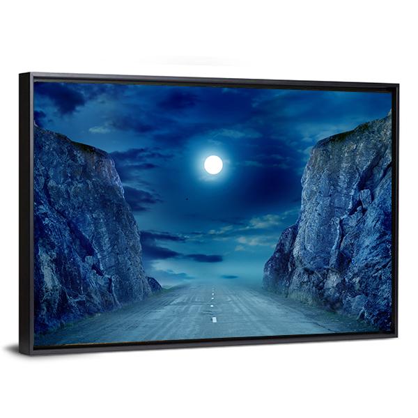 Road To Moon Canvas Wall Art-5 Horizontal-Gallery Wrap-22" x 12"-Tiaracle