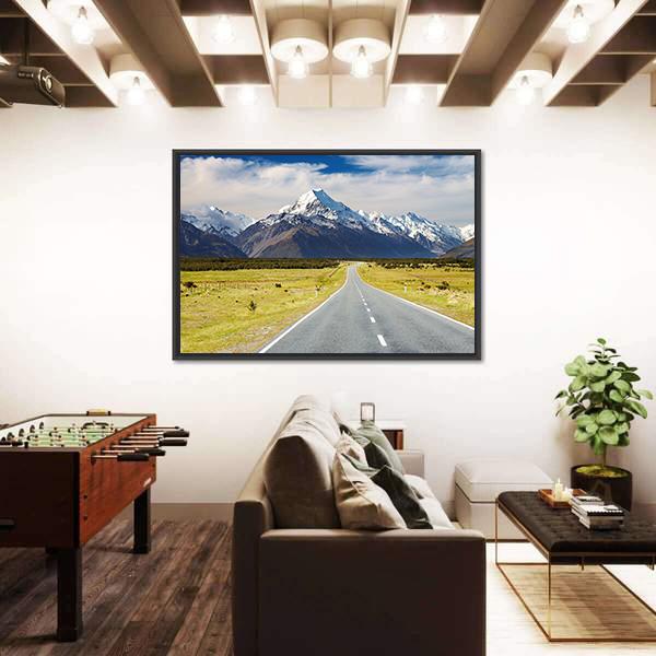Road To Mount Cook Canvas Wall Art-3 Horizontal-Gallery Wrap-25" x 16"-Tiaracle