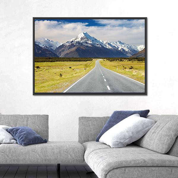 Road To Mount Cook Canvas Wall Art-3 Horizontal-Gallery Wrap-25" x 16"-Tiaracle