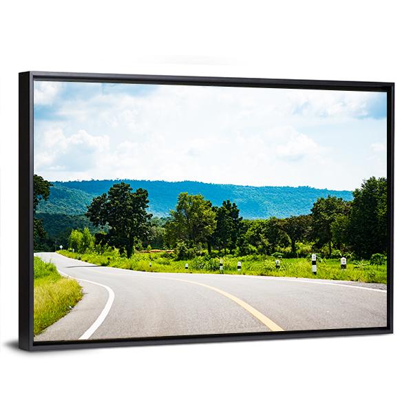 Road To Mountain In Country Canvas Wall Art-3 Horizontal-Gallery Wrap-25" x 16"-Tiaracle