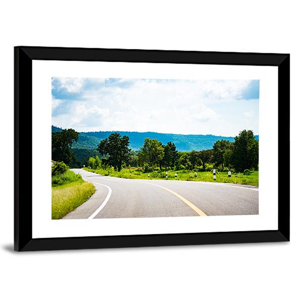 Road To Mountain In Country Canvas Wall Art-3 Horizontal-Gallery Wrap-25" x 16"-Tiaracle